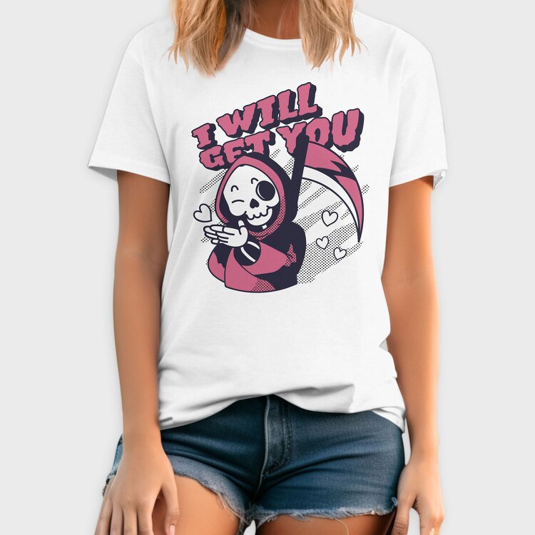 Cute Grim Reaper Halloween Skull, Tricou Barbati (Unisex)