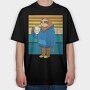 Tired Sloth Drinking Coffee Lazy Retro Sunset, Tricou Oversize Barbati (Unisex)
