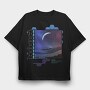 Moon Landscape Planets, Tricou Oversize Barbati (Unisex)