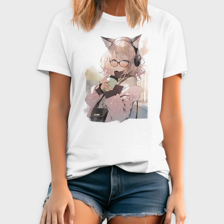 Pretty Anime Girl With Headphones, Tricou Barbati (Unisex)