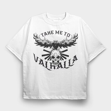 Bird Flying On Skull Crow Front, Tricou Oversize Barbati (Unisex)