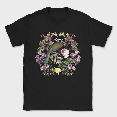 Bird In Floral Wreath Tote Flowers Live, Tricou Barbati (Unisex)