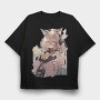 Pretty Anime Girl With Headphones, Tricou Oversize Barbati (Unisex)