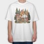 Watercolor Houses Nature, Tricou Oversize Barbati (Unisex)