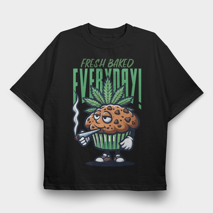 Cannabis Muffin Fresh Baked, Tricou Oversize Barbati (Unisex)