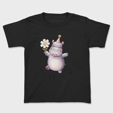 Watercolor Hippo Birthday, Tricou Copii