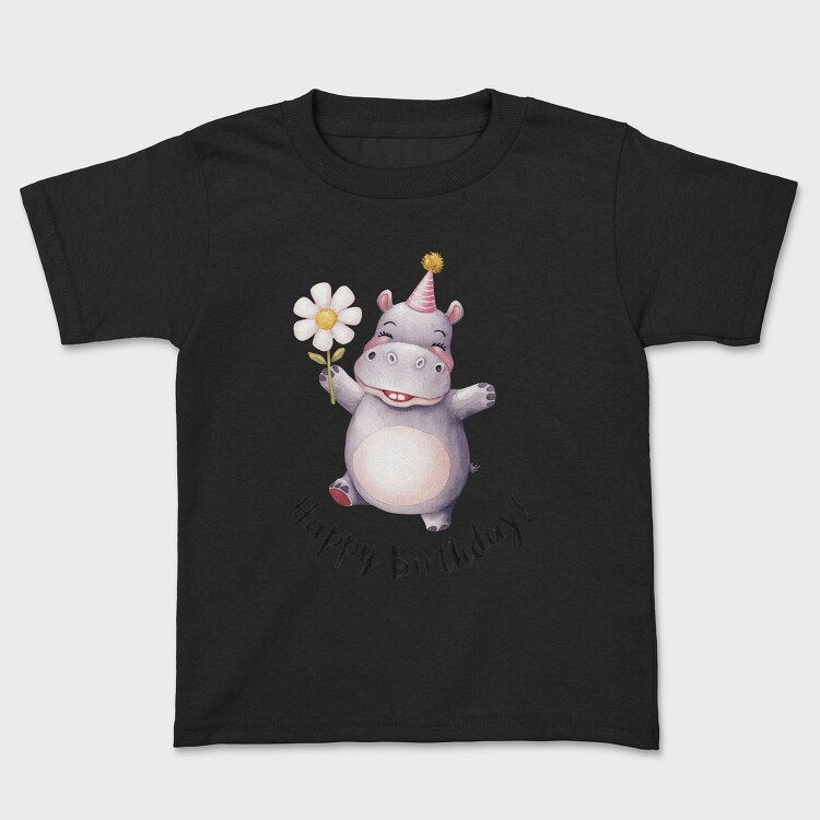 Watercolor Hippo Birthday, Tricou Copii