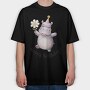 Watercolor Hippo Birthday, Tricou Oversize Barbati (Unisex)