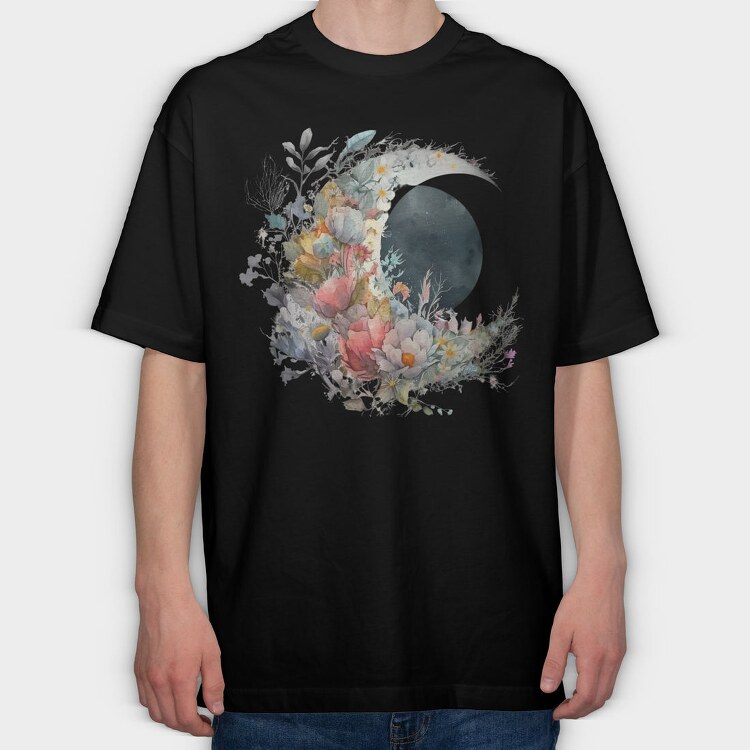 Watercolor Moon Flora, Tricou Oversize Barbati (Unisex)