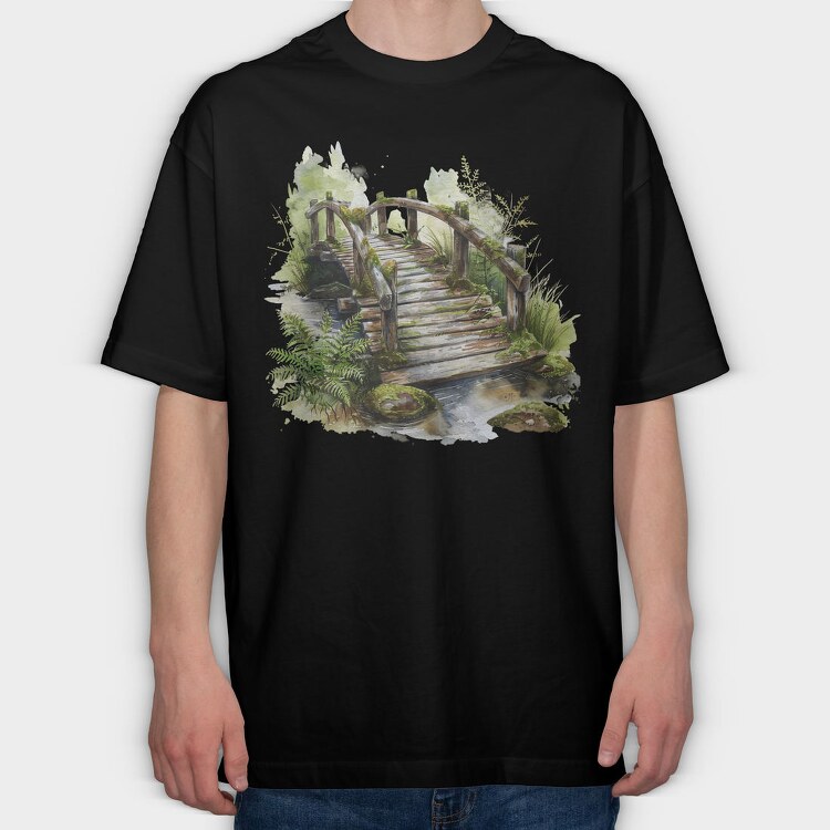Watercolor Forest Steps, Tricou Oversize Barbati (Unisex)