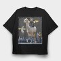 Angel Cats Surreal Collage, Tricou Oversize Barbati (Unisex)