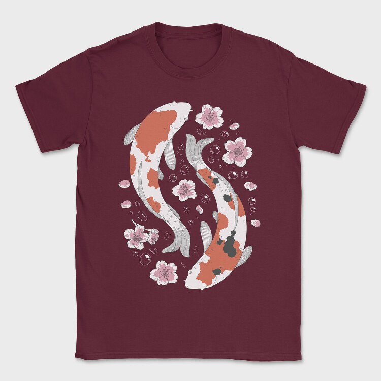 Koi Fish With Cherry Blossom, Tricou Barbati (Unisex)