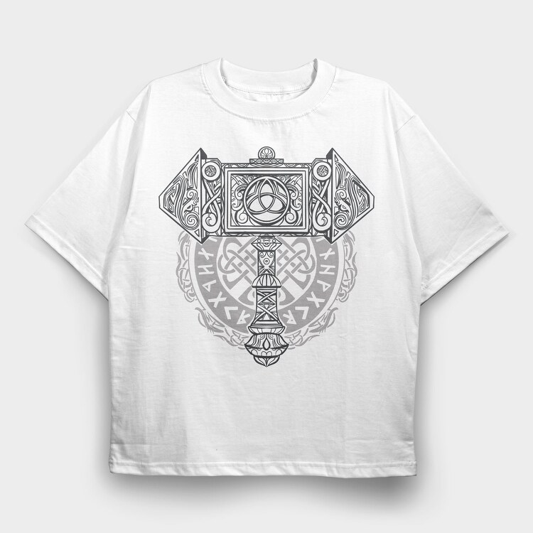 Knot Viking Mjolnir, Tricou Oversize Barbati (Unisex)