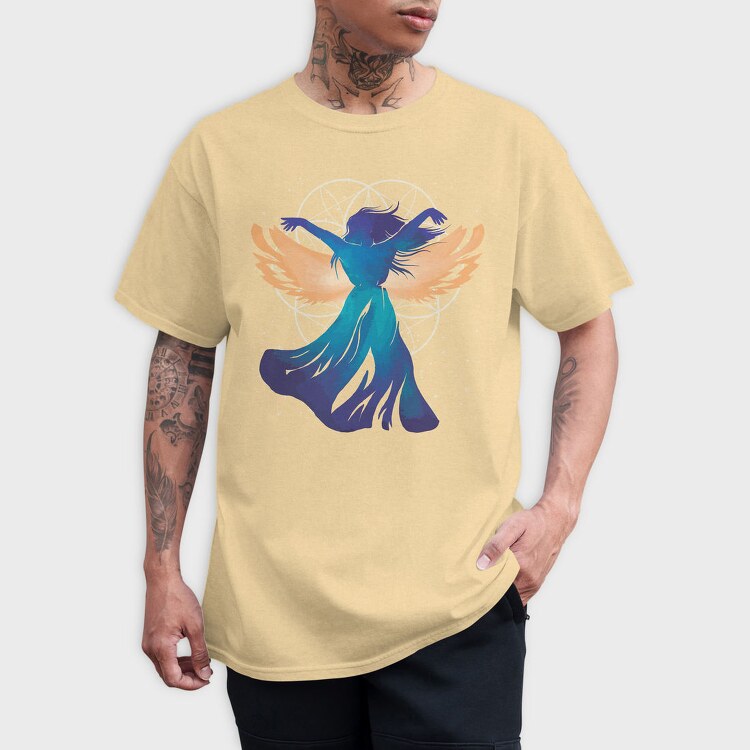 Angel Woman Fantasy Flower Of Life, Tricou Barbati (Unisex)
