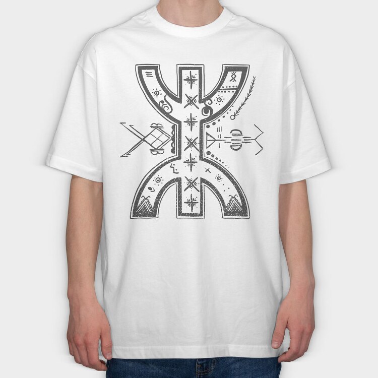 Berber Symbol Abstract Symbols, Tricou Oversize Barbati (Unisex)