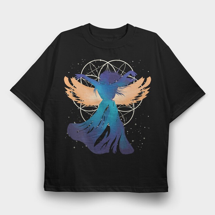 Angel Woman Fantasy Flower Of Life, Tricou Oversize Barbati (Unisex)