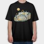 Watercolor Houses Night, Tricou Oversize Barbati (Unisex)
