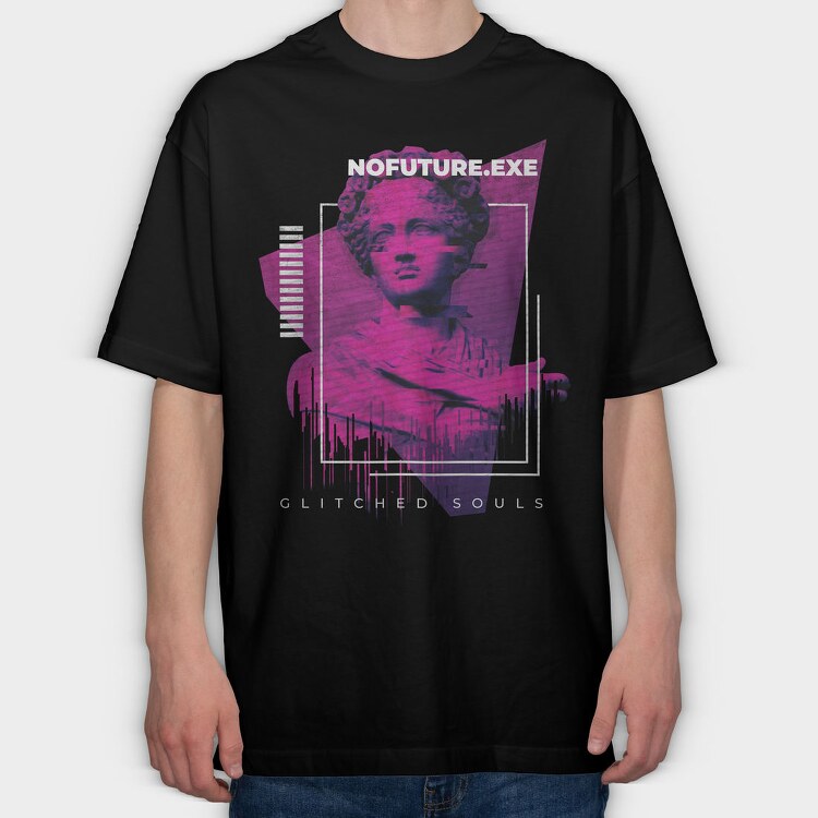 Glitch Framed Statue 2 No Future, Tricou Oversize Barbati (Unisex)