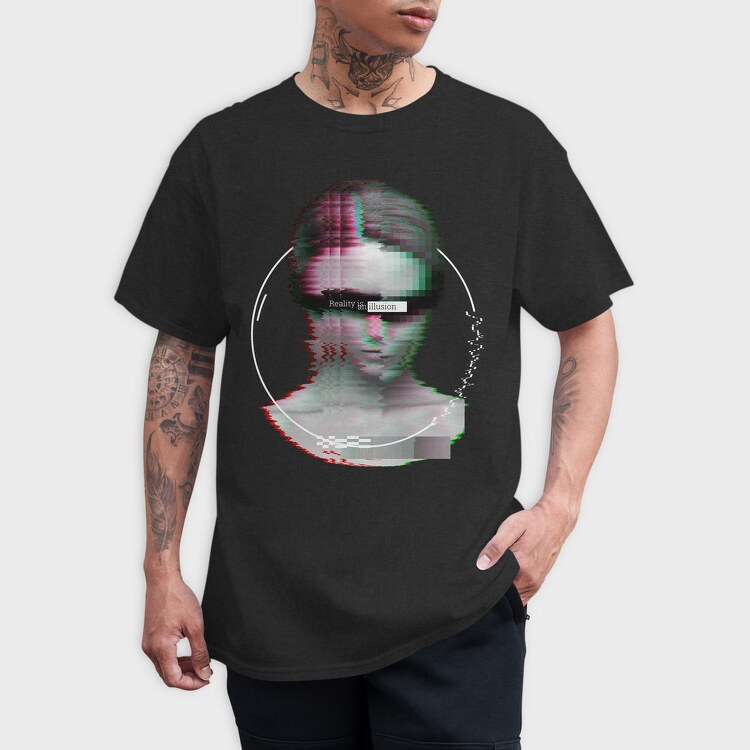 Glitch Front Face, Tricou Barbati (Unisex)