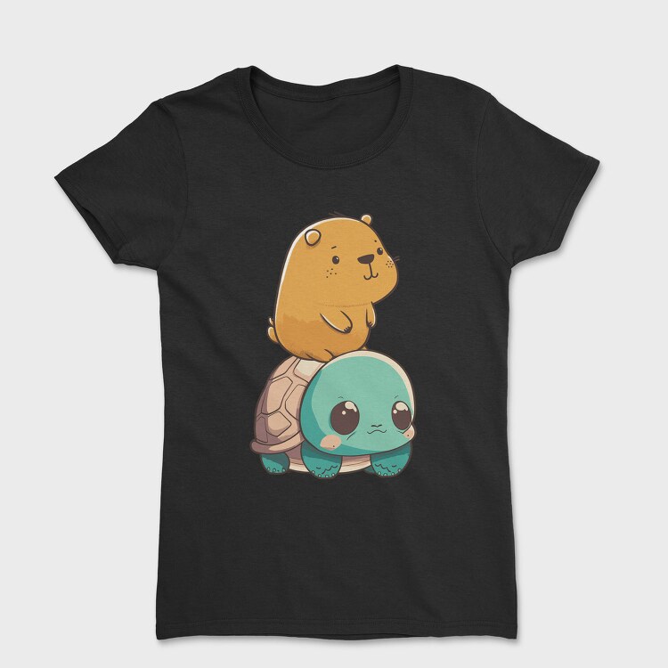 Kawaii Capybara and Turtle, Tricou Femei
