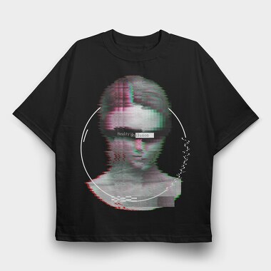 Glitch Front Face, Tricou Oversize Barbati (Unisex)