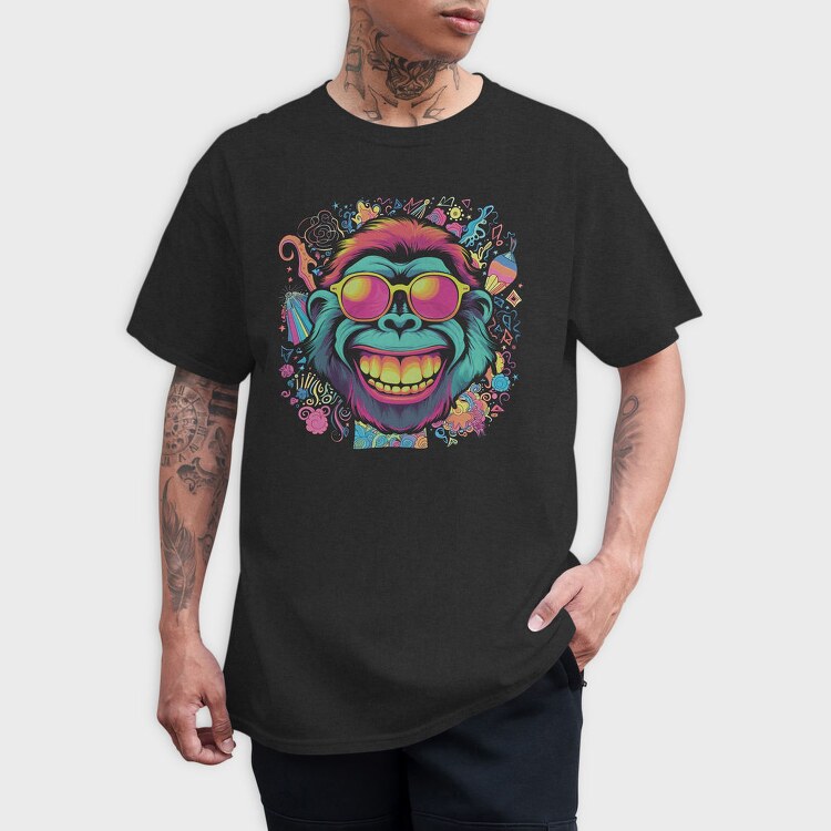 Psychedelic Ape Wearing Sunglasses, Tricou Barbati (Unisex)