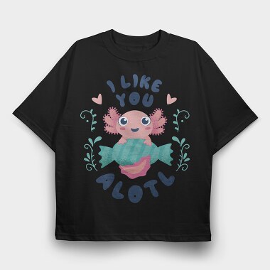 Cute Happy Baby Axolotl, Tricou Oversize Barbati (Unisex)