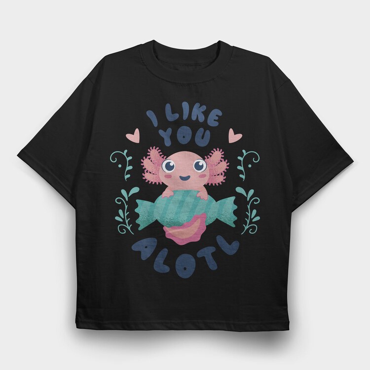 Cute Happy Baby Axolotl, Tricou Oversize Barbati (Unisex)