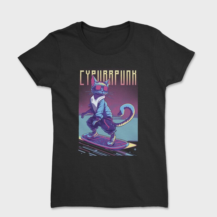 Cyberpunk Skater Cat, Tricou Femei