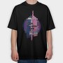 Glitch Quote And Building, Tricou Oversize Barbati (Unisex)