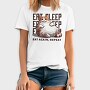 Lazy Cat Quote Eat Sleep Repeat, Tricou Barbati (Unisex)