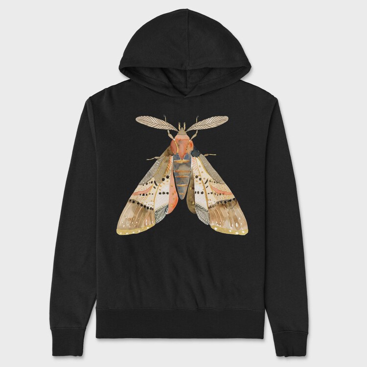 Watercolor Moth Art, Hanorac Oversize Barbati (Unisex)