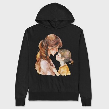 Watercolor Mother Child, Hanorac Oversize Barbati (Unisex)