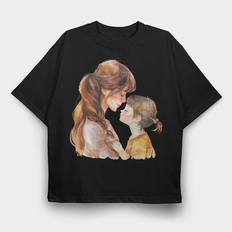 Watercolor Mother Child, Tricou Oversize Barbati (Unisex)