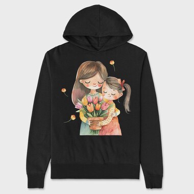 Watercolor Mother Daughter, Hanorac Oversize Barbati (Unisex)