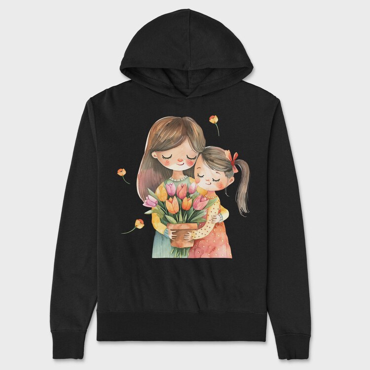 Watercolor Mother Daughter, Hanorac Oversize Barbati (Unisex)