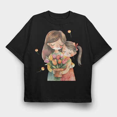 Watercolor Mother Daughter, Tricou Oversize Barbati (Unisex)