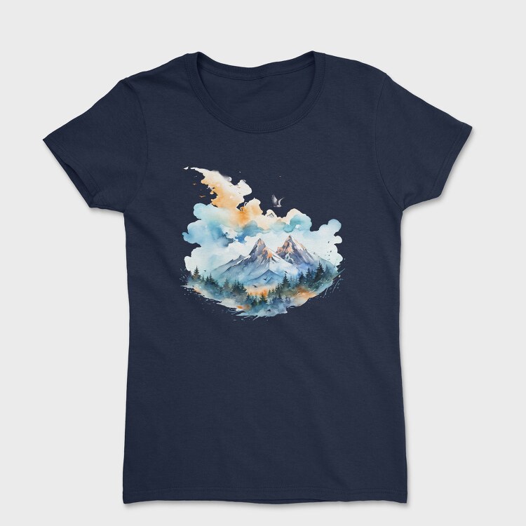 Watercolor Mountain Birds, Tricou Femei
