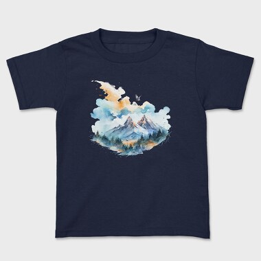Watercolor Mountain Birds, Tricou Copii