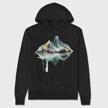 Watercolor Mountain Clarity, Hanorac Oversize Barbati (Unisex)