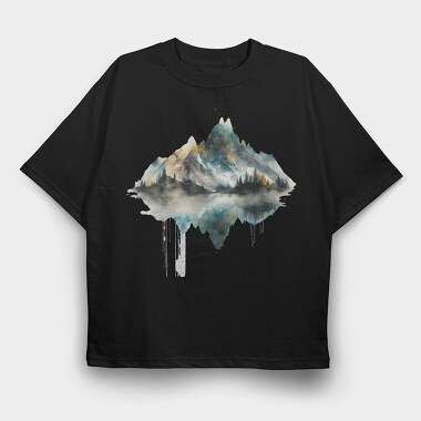 Watercolor Mountain Clarity, Tricou Oversize Barbati (Unisex)