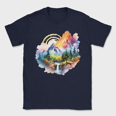 Watercolor Mountain Cliff, Tricou Barbati (Unisex)