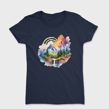 Watercolor Mountain Cliff, Tricou Femei