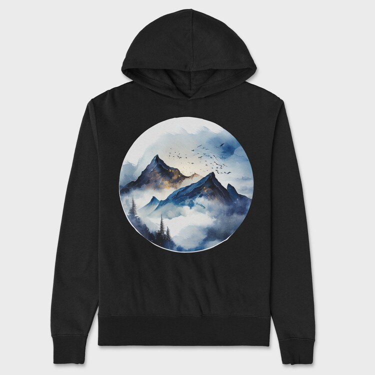 Watercolor Mountain Climb, Hanorac Oversize Barbati (Unisex)
