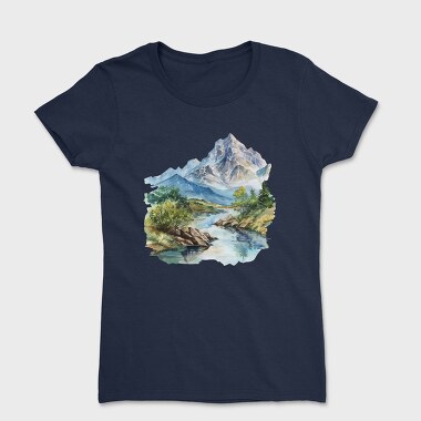 Watercolor Mountain Clipart, Tricou Femei
