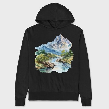Watercolor Mountain Clipart, Hanorac Oversize Barbati (Unisex)