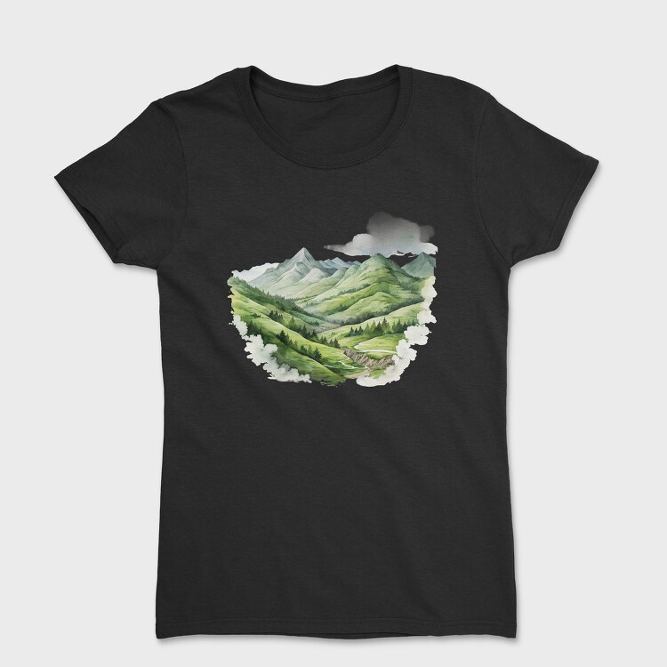 Watercolor Mountain Clips, Tricou Femei