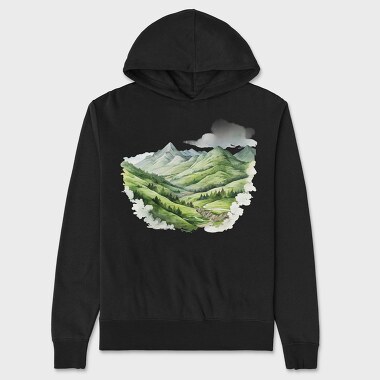Watercolor Mountain Clips, Hanorac Oversize Barbati (Unisex)