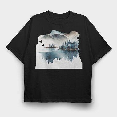 Watercolor Mountain Club, Tricou Oversize Barbati (Unisex)