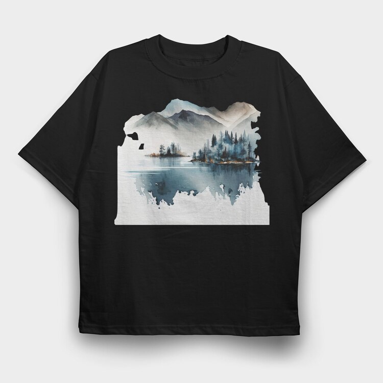 Watercolor Mountain Club, Tricou Oversize Barbati (Unisex)